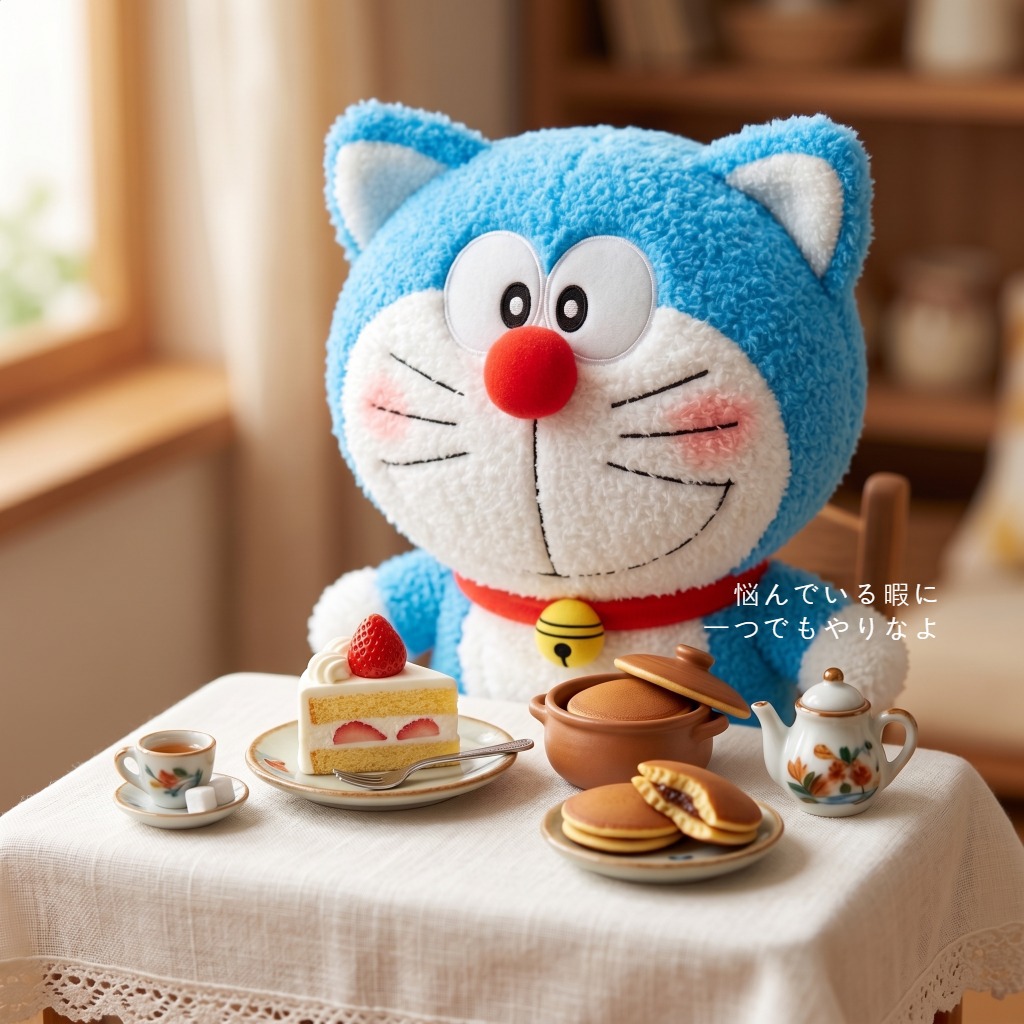 Embroidery Design Love - Cute Birthday Version Doraemon Stuffed Plush