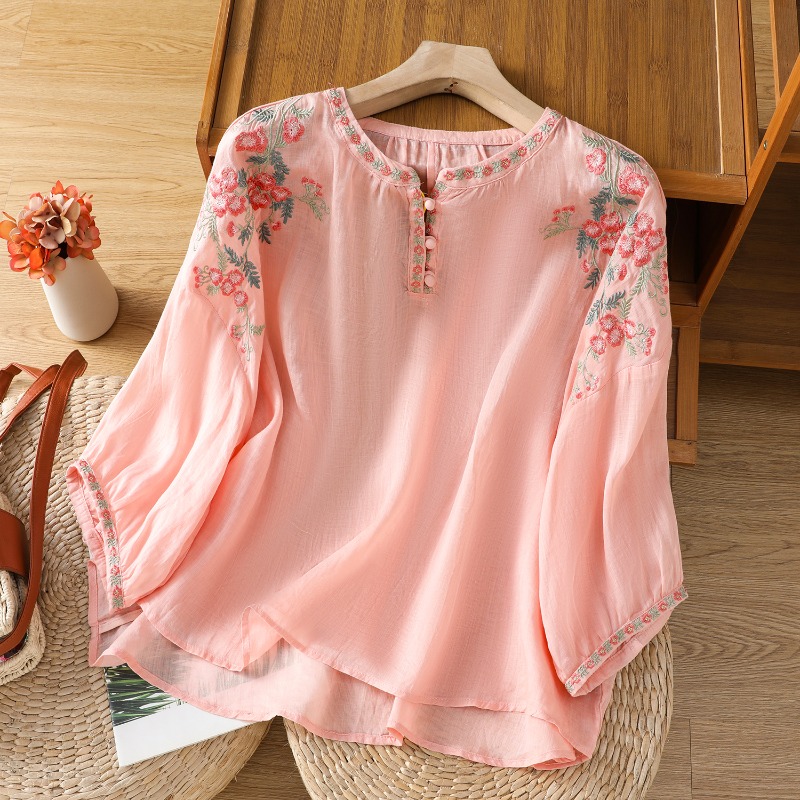 Embroidery Uniform - Chinese Style Women's Clothing Blouses Vintage