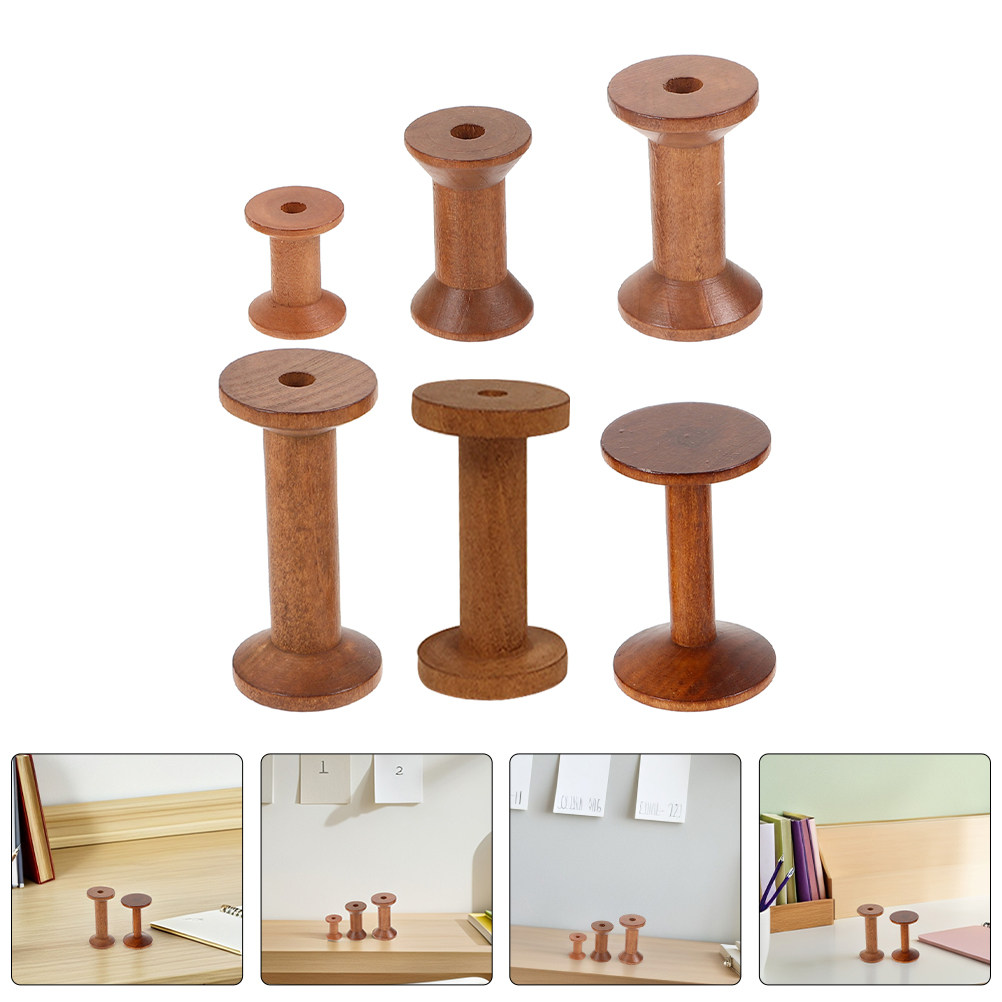 Embroidery Threads - 6Pcs Vintage Wooden Thread Spools Rustic