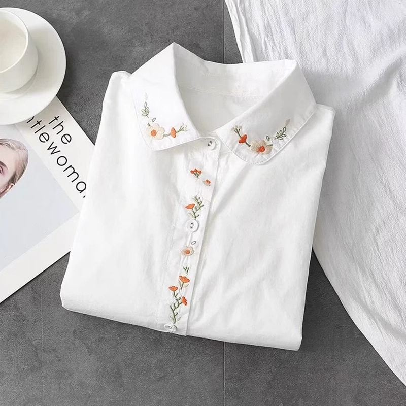 Embroidery Online - New Pure Cotton White Shirts Women