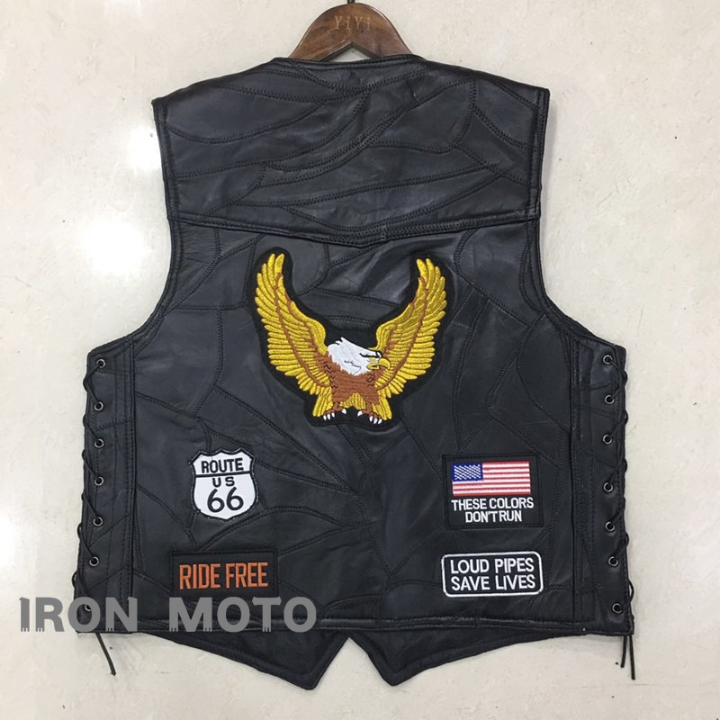 NEW Motorcycle Vests Men Cafe  - đánh giá và giá Embroidery On Leather