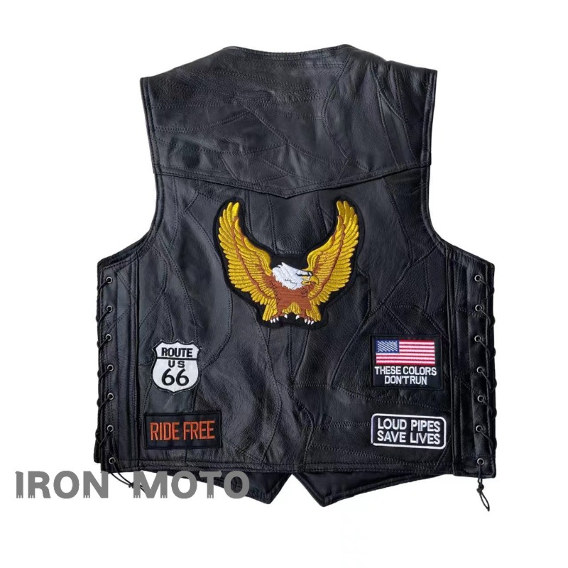 NEW Motorcycle Vests Men Cafe  - đánh giá và giá Embroidery On Leather