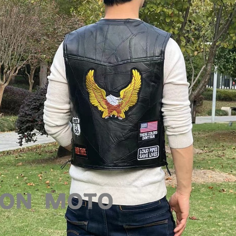 NEW Motorcycle Vests Men Cafe  - đánh giá và giá Embroidery On Leather
