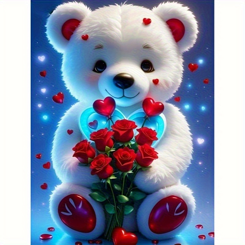 DIY White Teddy Bear Diamond P - đánh giá và giá Embroidery Lovers