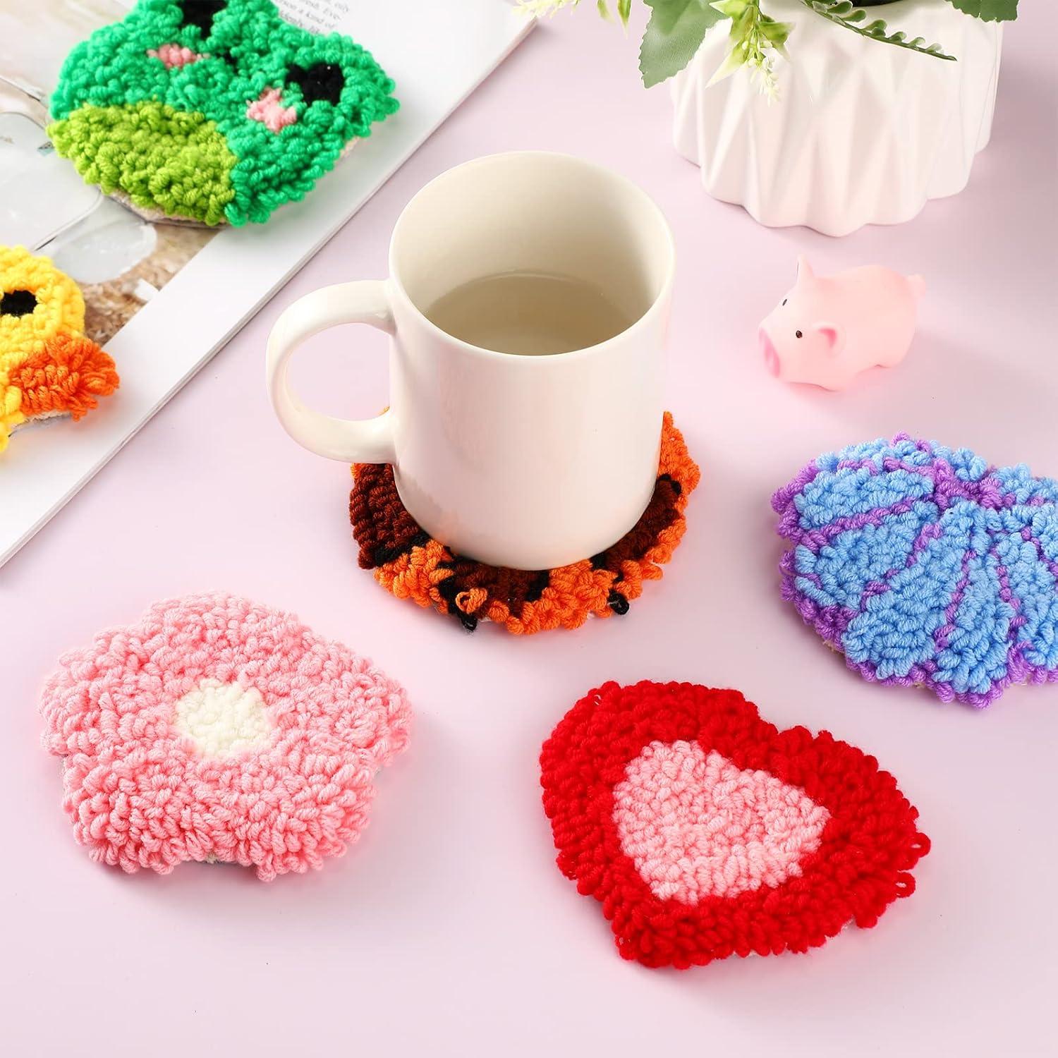 6Pcs Frog Punch Needle Coaster - đánh giá và giá Punch Needle Handle