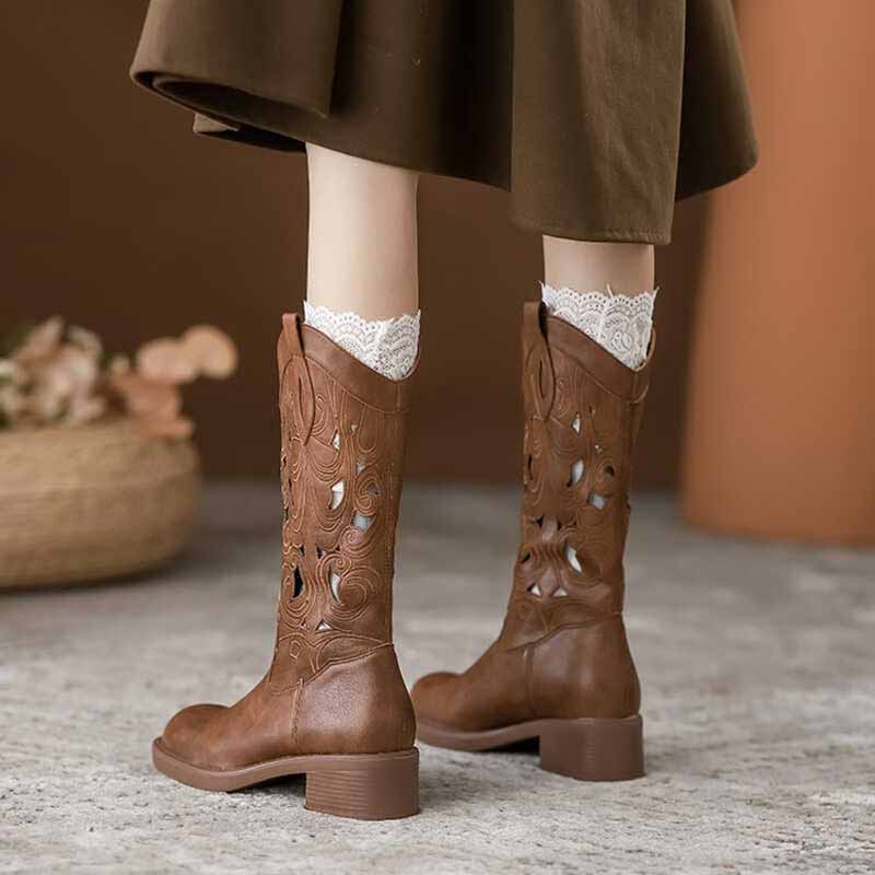 Fashion Retro Elegant Brown Co - đánh giá và giá Embroidery On Leather