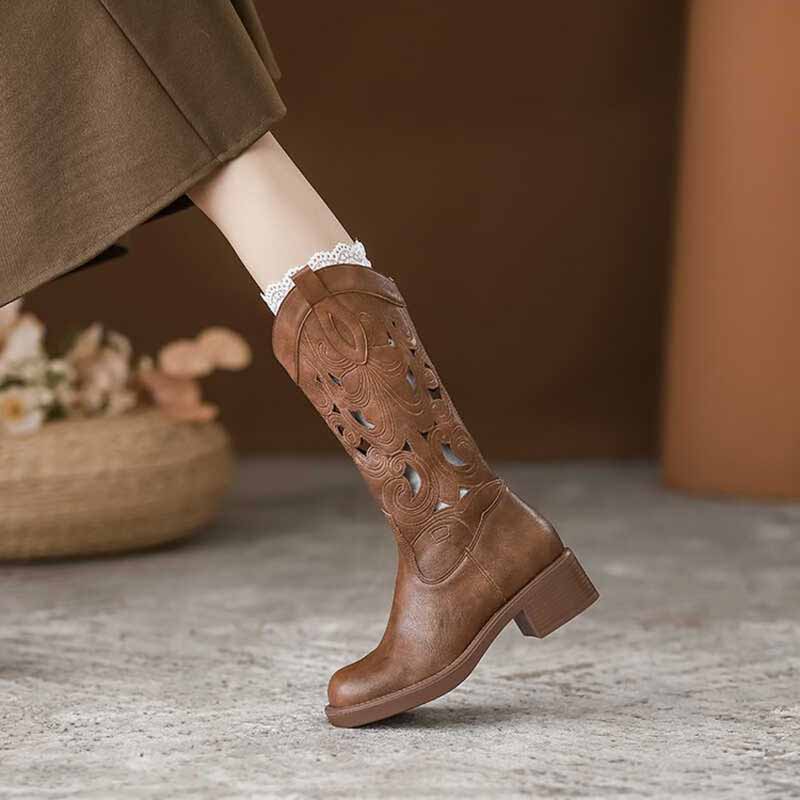 Fashion Retro Elegant Brown Co - đánh giá và giá Embroidery On Leather