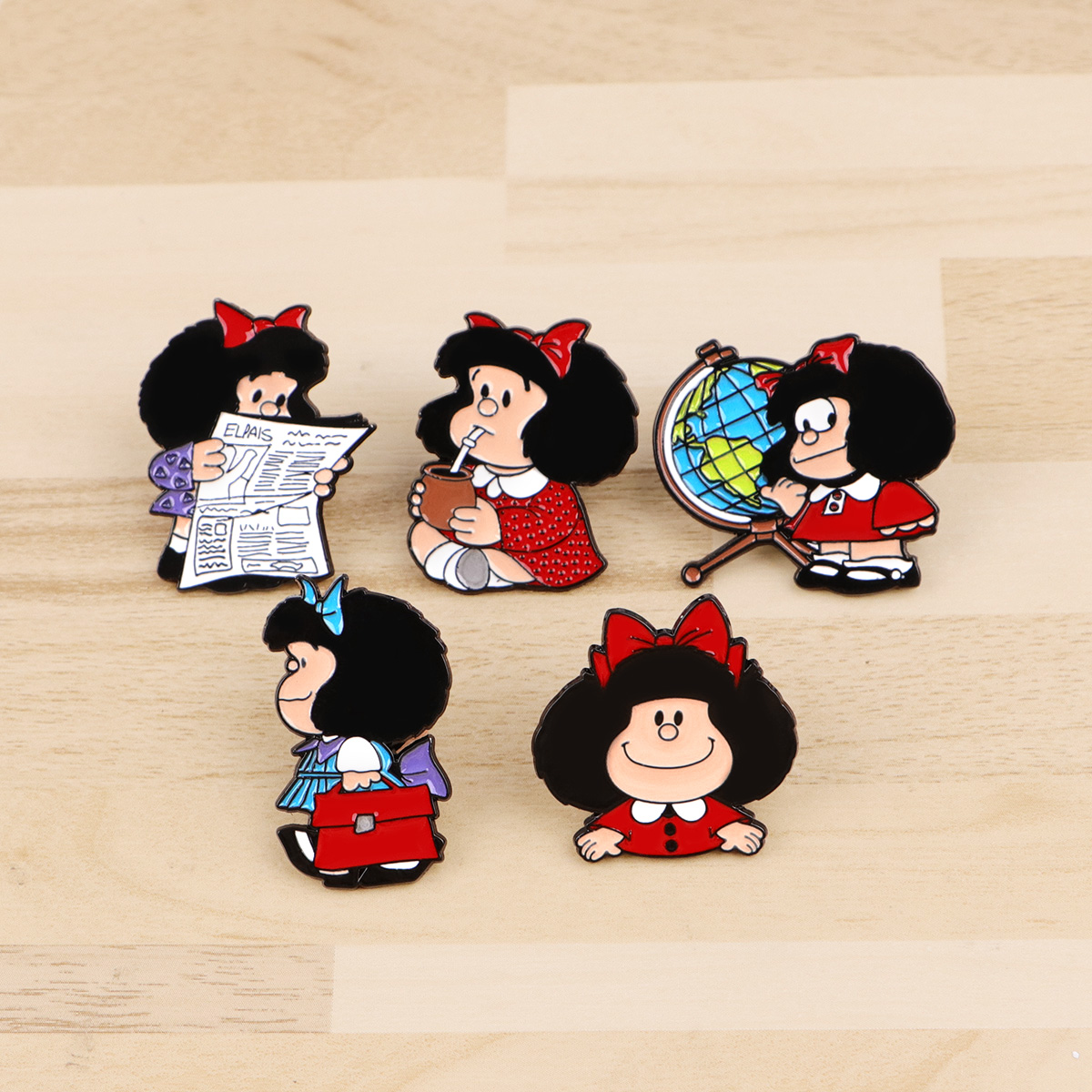 5pcs Cute Girl Enamel Pin Set  - đánh giá và giá Embroidery Illustration