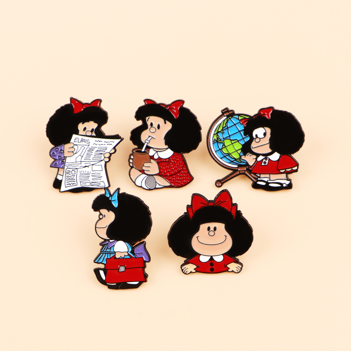 5pcs Cute Girl Enamel Pin Set  - đánh giá và giá Embroidery Illustration
