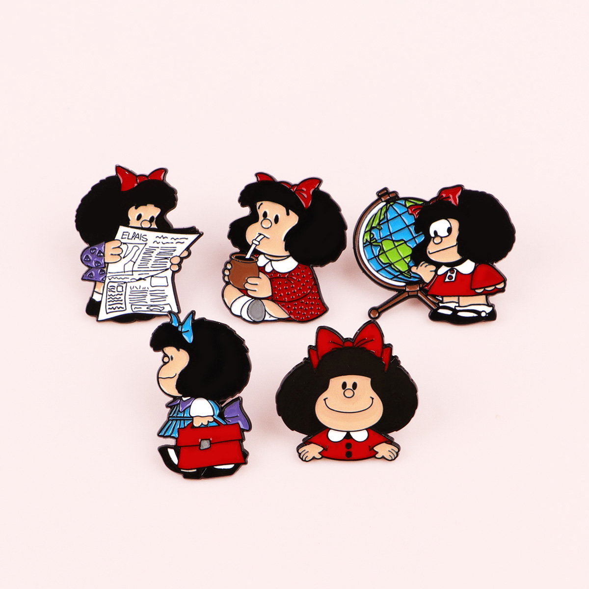 5pcs Cute Girl Enamel Pin Set  - đánh giá và giá Embroidery Illustration