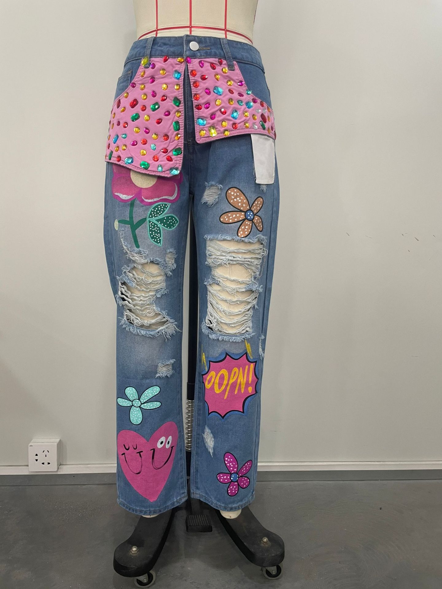 Chic Women Spring Floral Embro - đánh giá và giá Embroidery Jeans Sakura