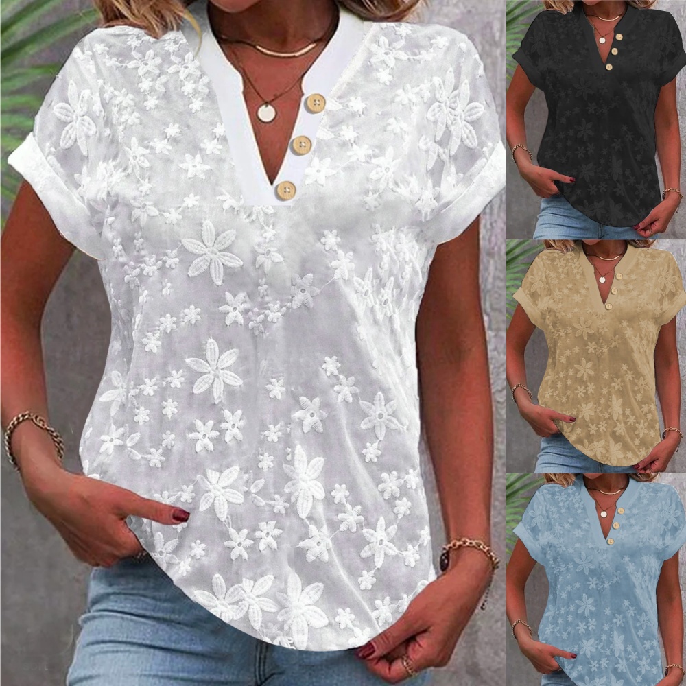 Cropped Shirt White Lace Blous - đánh giá và giá Embroidery Eyelet