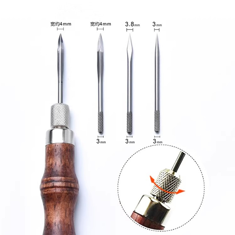4-in-1 Leather Punch Awl Set w - đánh giá và giá Punch Needle Handle
