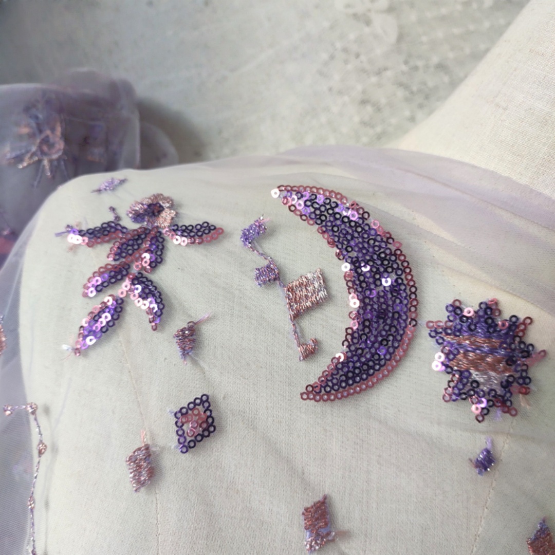 0.5 Meter Purple Width 55.11 I - đánh giá và giá Embroidery Net Fabric