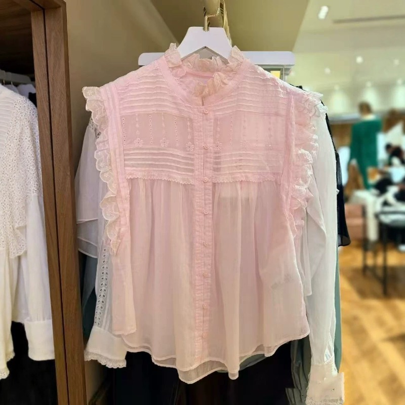 Women Ruffle Mock Neck Sleevel - đánh giá và giá Embroidery Eyelet