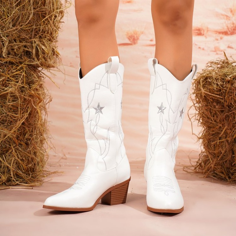 Women's Boots Mid-Calf Pointed - đánh giá và giá Embroidery On Leather