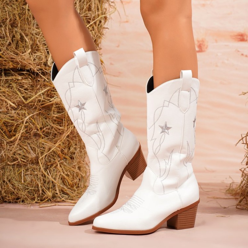 Women's Boots Mid-Calf Pointed - đánh giá và giá Embroidery On Leather