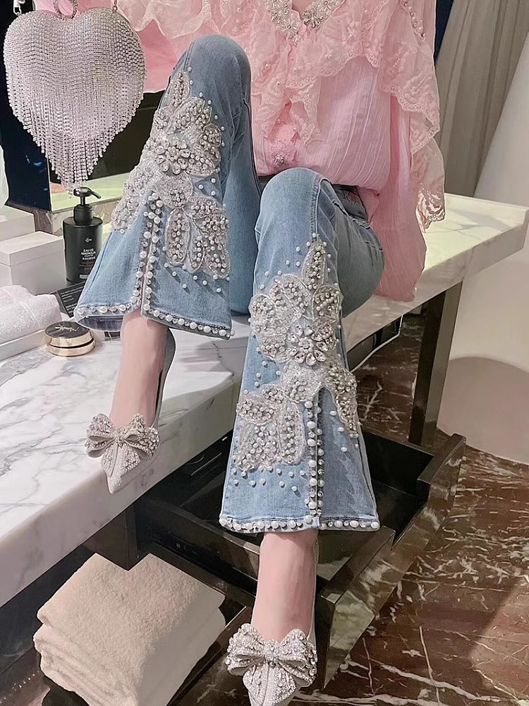 Women High Waist Jeans Floral  - đánh giá và giá Embroidery Jeans Sakura