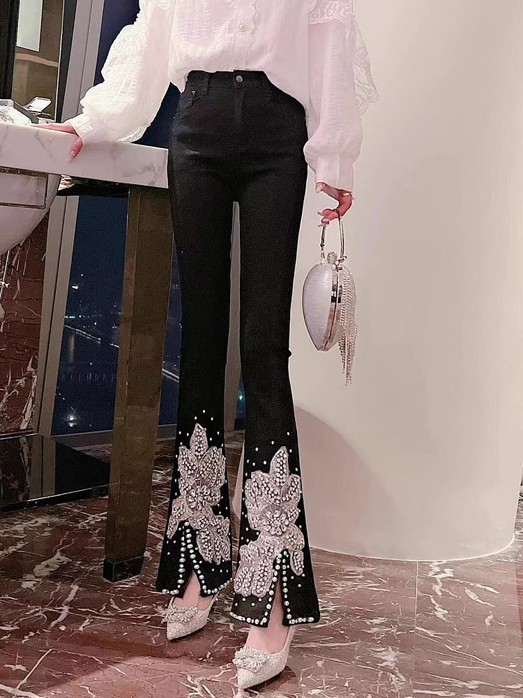 Women High Waist Jeans Floral  - đánh giá và giá Embroidery Jeans Sakura