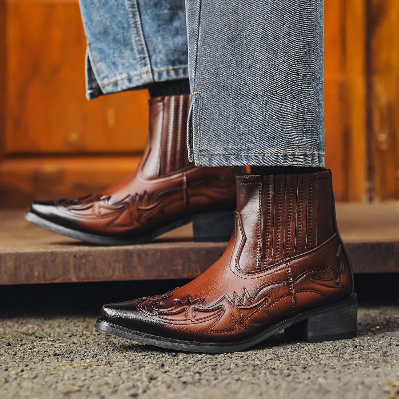 Mens Western Cowboy Boots Hand - đánh giá và giá Embroidery On Leather