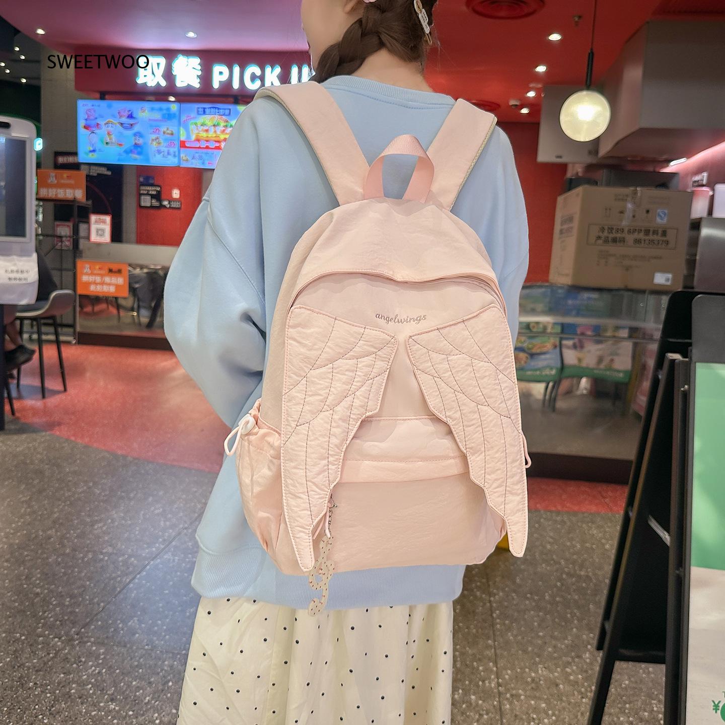 Women Pink Angel Wings Rucksac - đánh giá và giá Embroidery Quilting