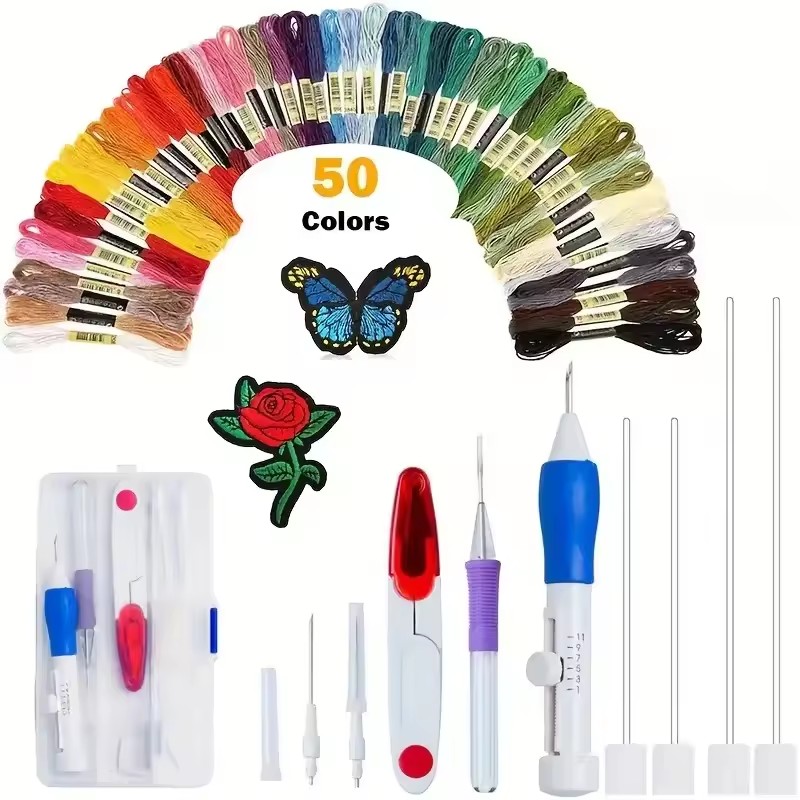 50 Colors Punch Needle Embroid - đánh giá và giá Punch Needle Handle