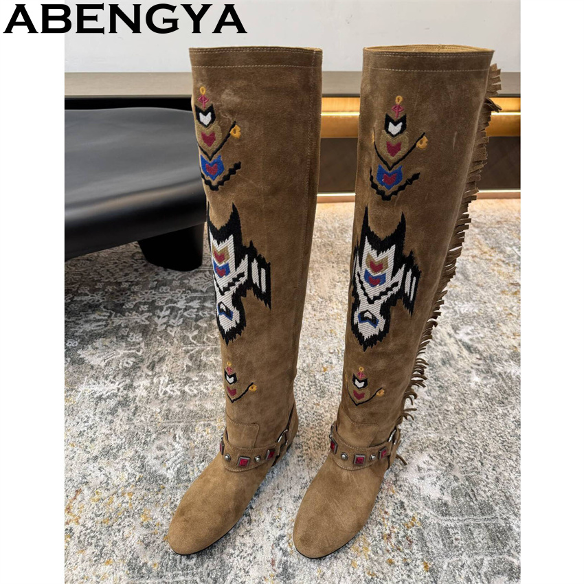 ABENGYA 2026 Winter New Knee H - đánh giá và giá Embroidery On Leather