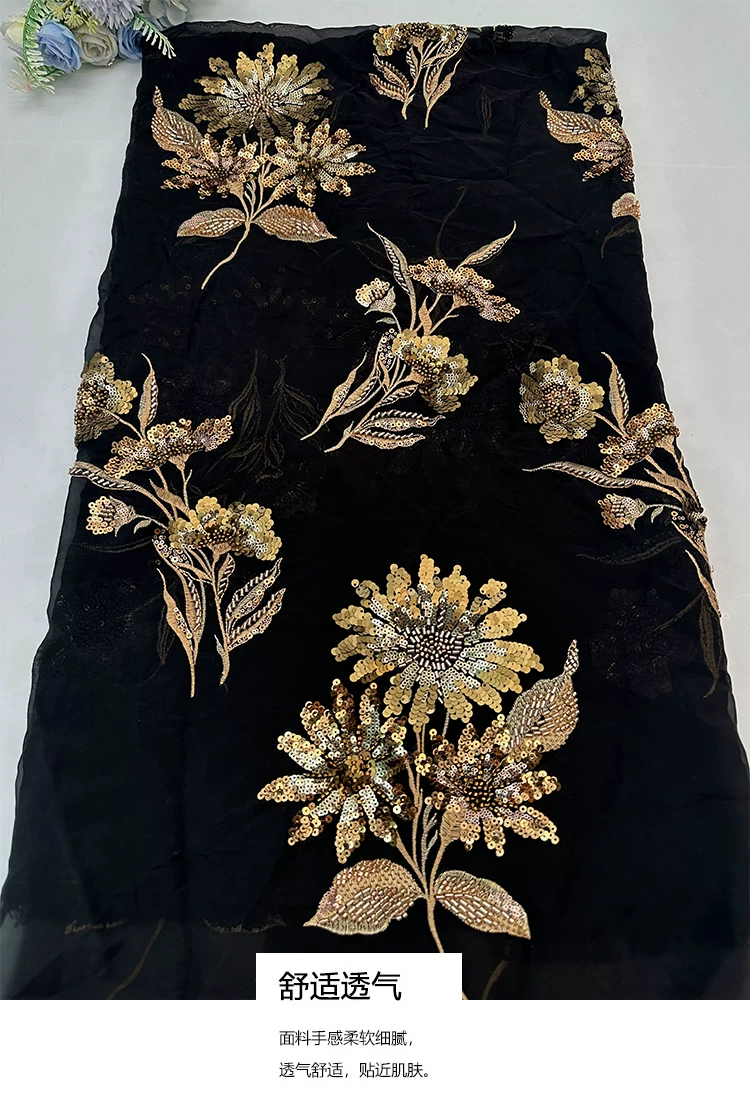 1yard soft mesh fabric Flower  - đánh giá và giá Embroidery Beads