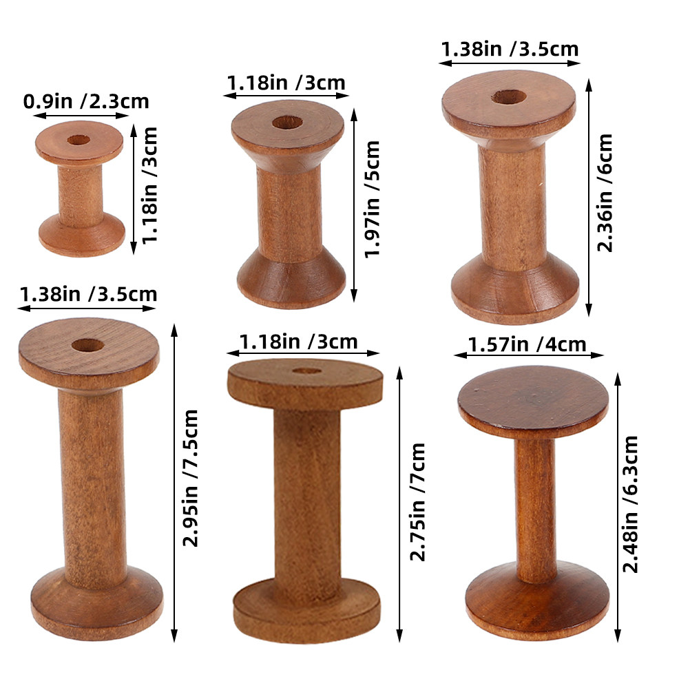 6Pcs Vintage Wooden Thread Spo - đánh giá và giá Embroidery Threads