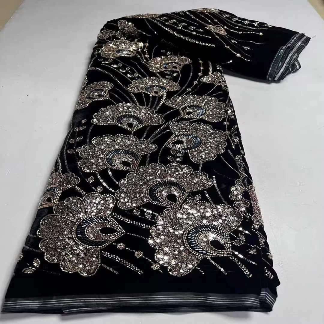 5yard New velvet tela Sequin b - đánh giá và giá Embroidery Beads