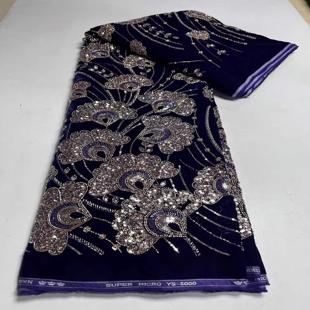5yard New velvet tela Sequin b - đánh giá và giá Embroidery Beads