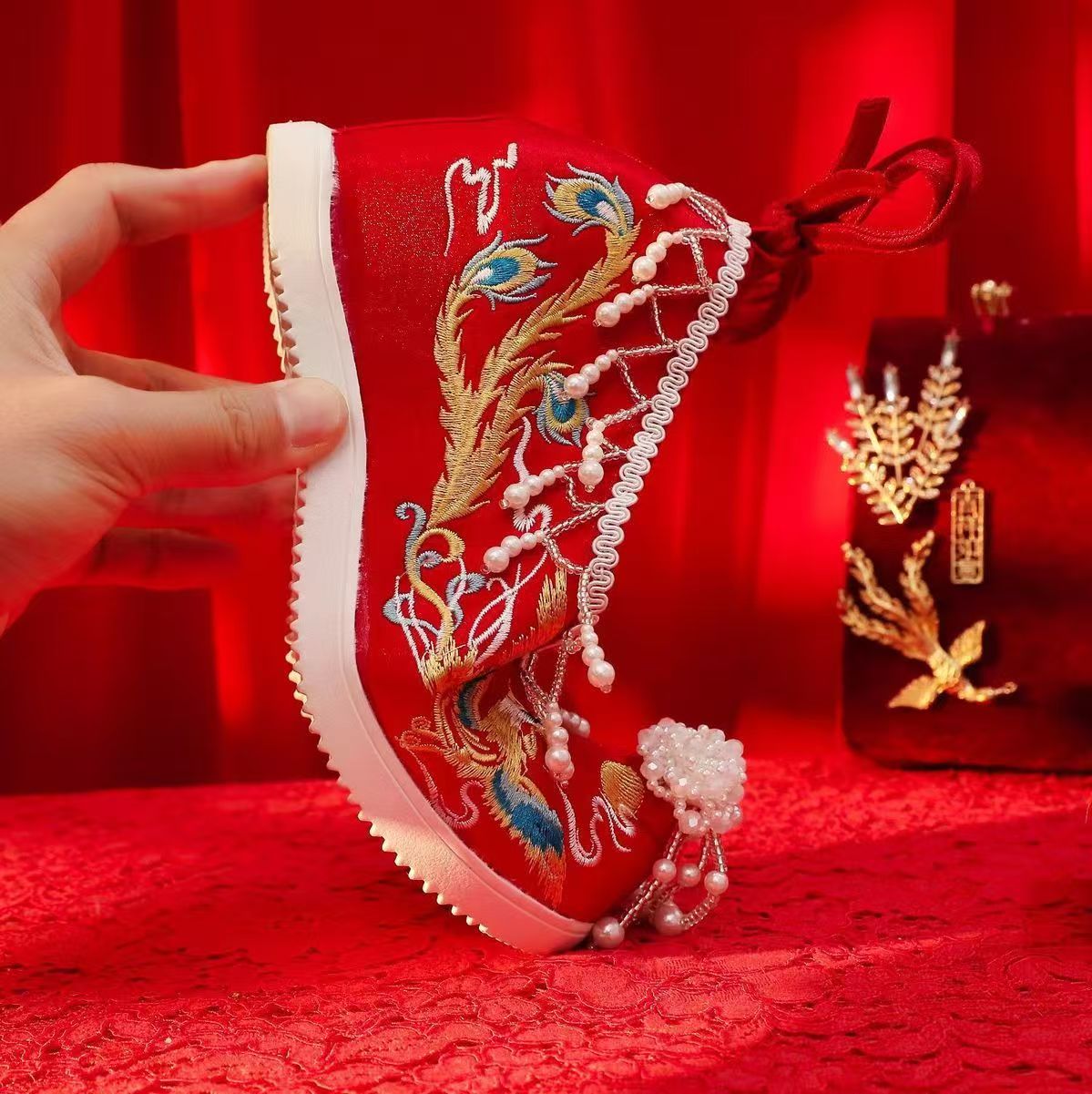 Women New Red Embroidered Wedd - đánh giá và giá Embroidery Beads