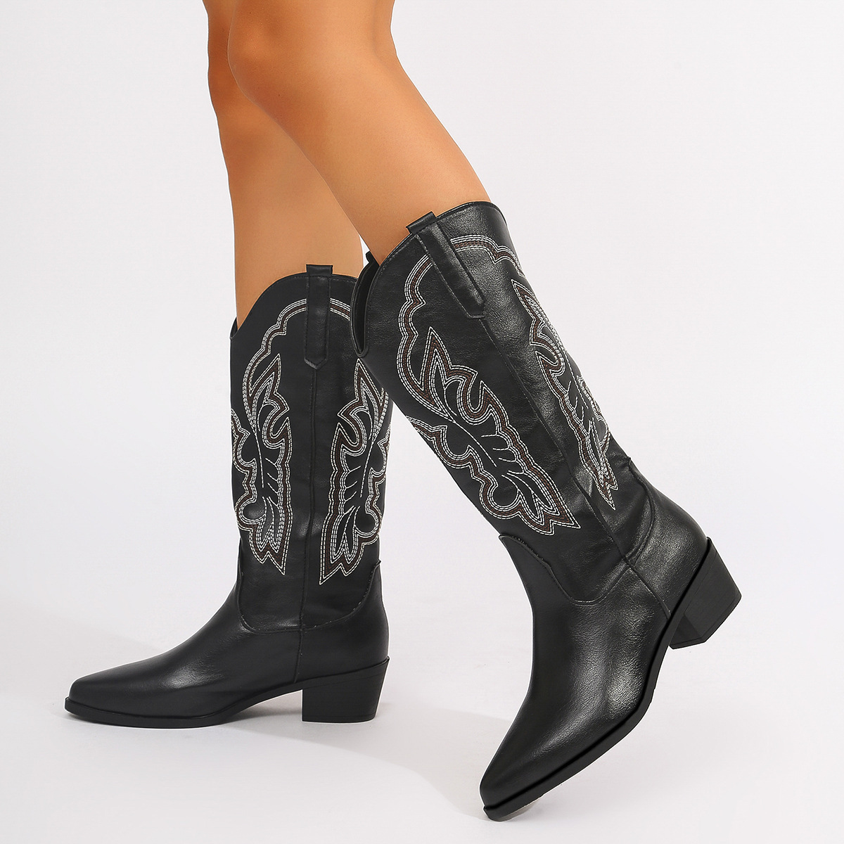 Plus Size 43 Block Heels Mid-c - đánh giá và giá Embroidery On Leather