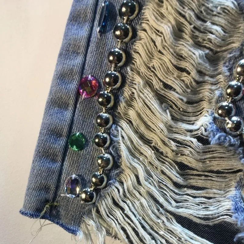 2025 Summer Short Pants High W - đánh giá và giá Embroidery Jeans Sakura