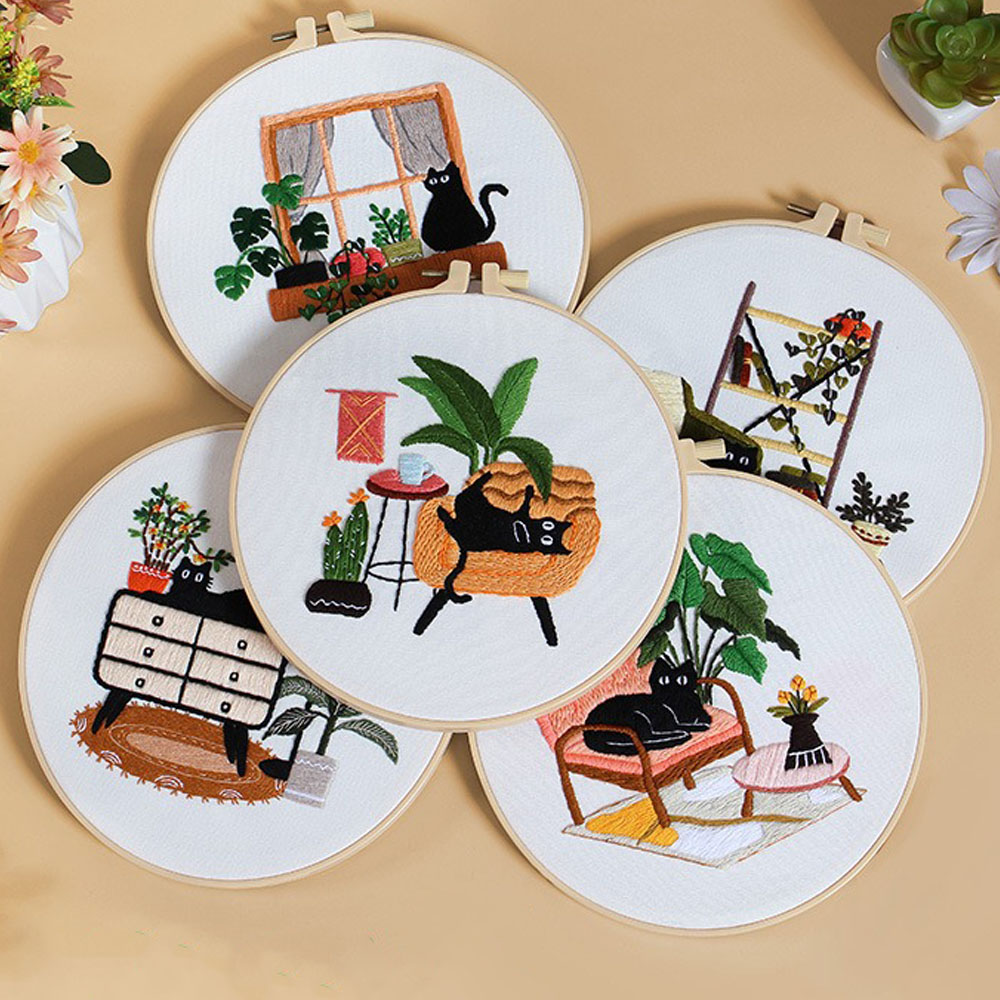 Embroidery Kit with Black Cat  - đánh giá và giá Embroidery Ideas For Bags