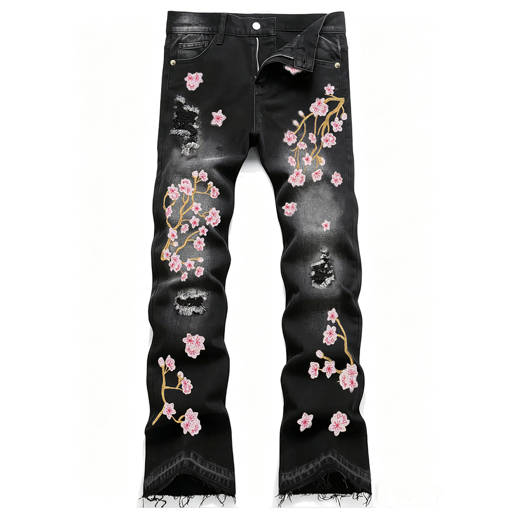 Men's Bootcut Stretch Denim Je - đánh giá và giá Embroidery Jeans Sakura